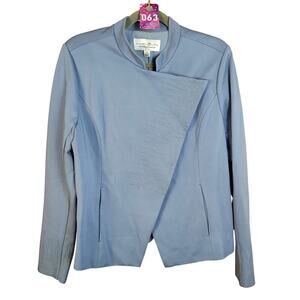 ELIZABETH CLARKE Unique Gray Blue Crossover Blazer 14